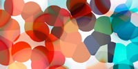 Polka - Colorful Panoramic Modern Abstract Art. Red, Teal, Aqua, Peach.
