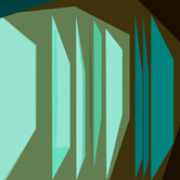 Sideways - Mint, Teal, Green, Brown, Olive Geometric Mid Century Modern Art.