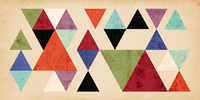 Tangent - Mid Century Geometric Panoramic Tan Art Print. 